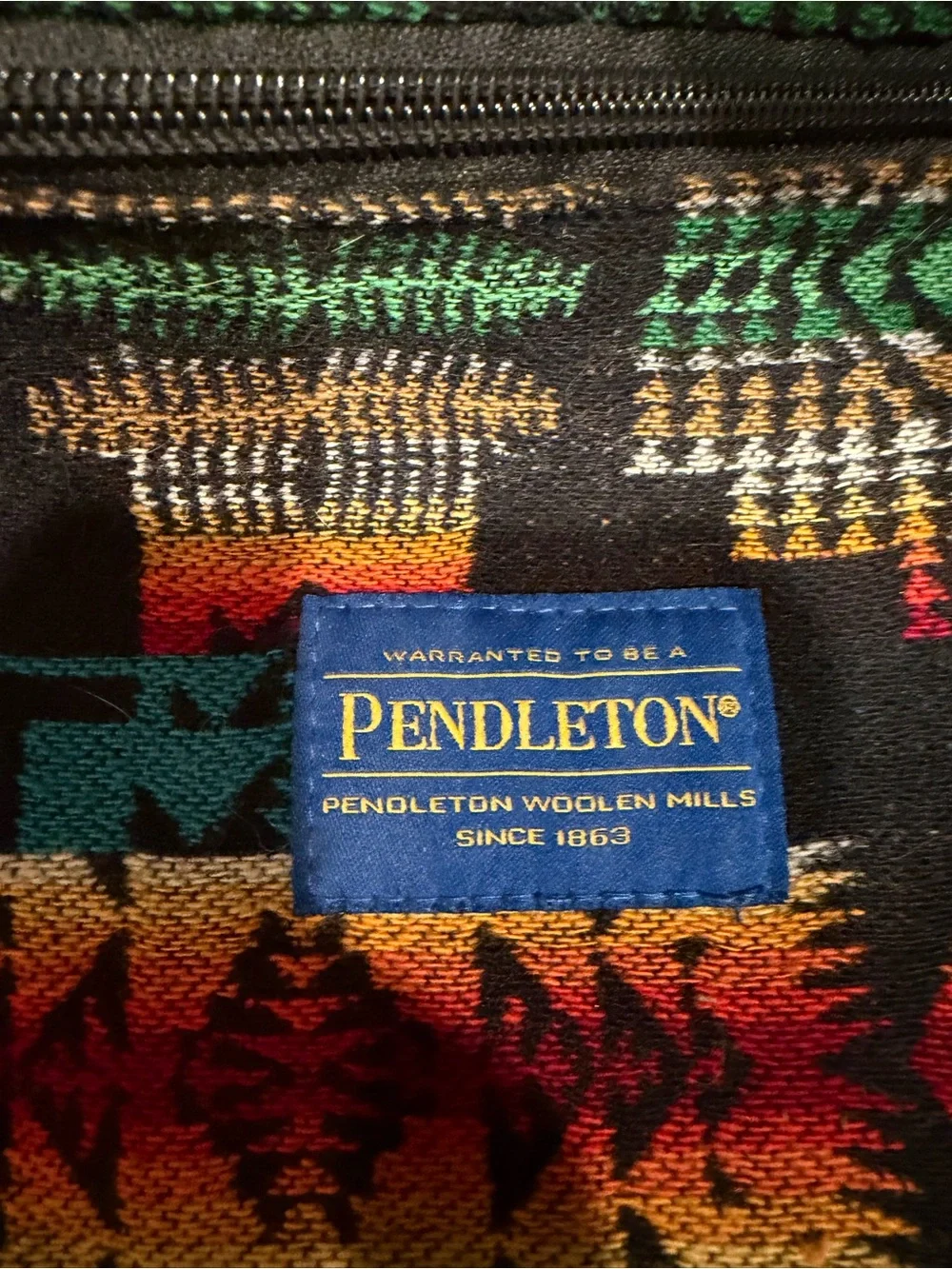 Pendleton Black with Turquoise & Orange Southwestern Pattern Duffel Bag